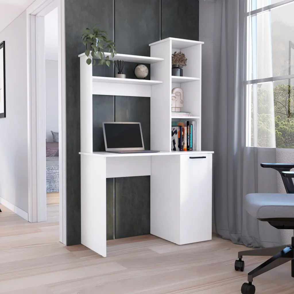 Muncy Computer Desk Large Work Surface and Hutch Storage Single rta mubles colombia