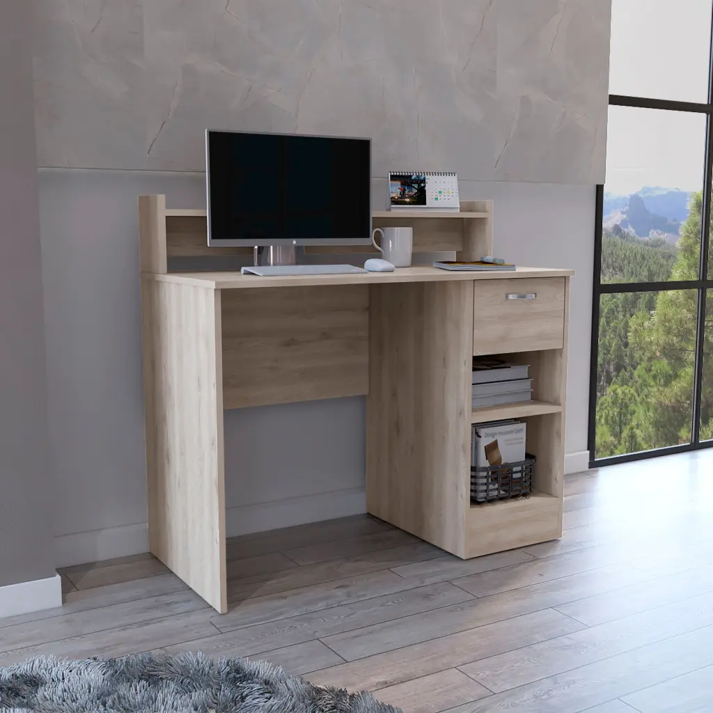 Vera Computer Desk Top Open Shelf 1 Drawer and 2 Storage Shelves rta mubles colombia