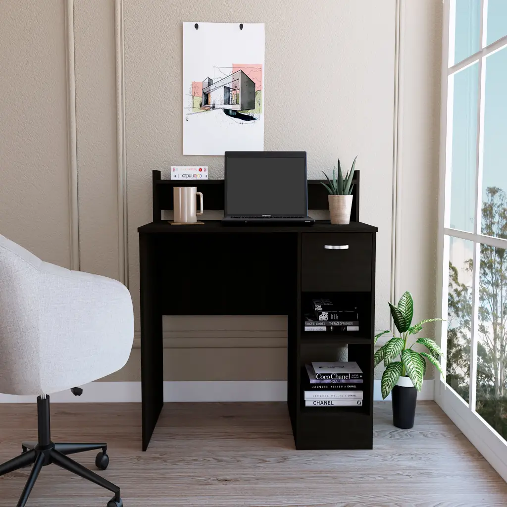 Vera Computer Desk Top Open Shelf 1 Drawer and 2 Storage Shelves rta mubles colombia
