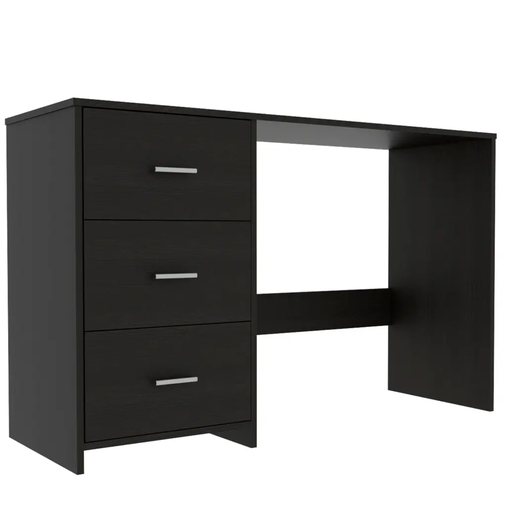 Berlin Three Drawers Black Modern Computer Desk Bedroom or Office rta muebles colombia