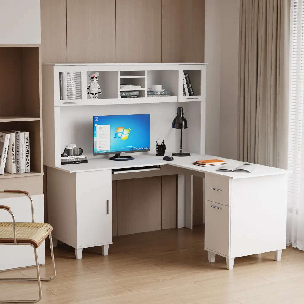Home Stationery Computer Desk White Particle Board Mdf Modern Workstation shouguang simaite trade co.ltd