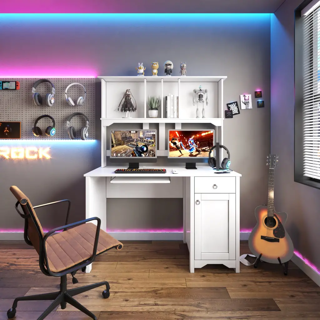 Home Stationery Computer Desk White Particle Board MDF shouguang simaite trade co.ltd