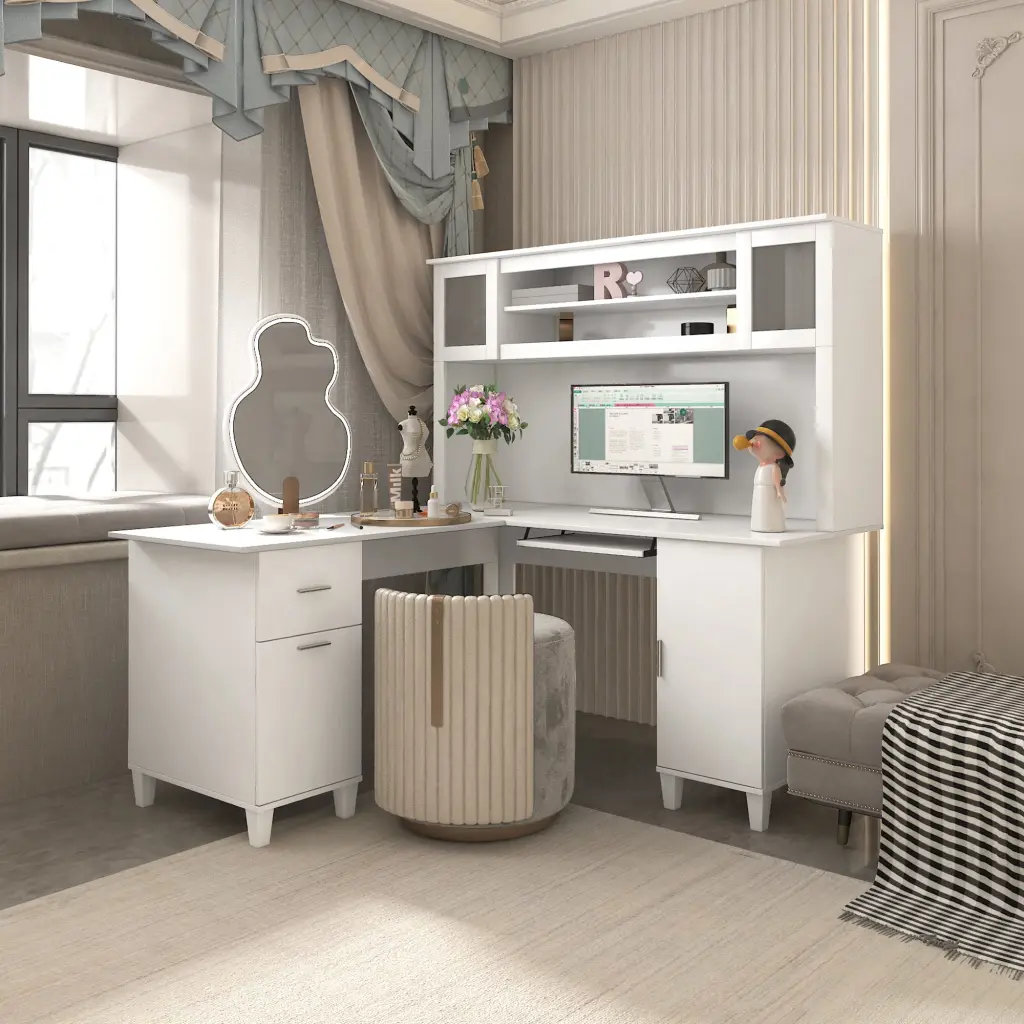 White Particle Board MDF Home Office Computer Desk - Compact Workstation shouguang simaite trade co.ltd