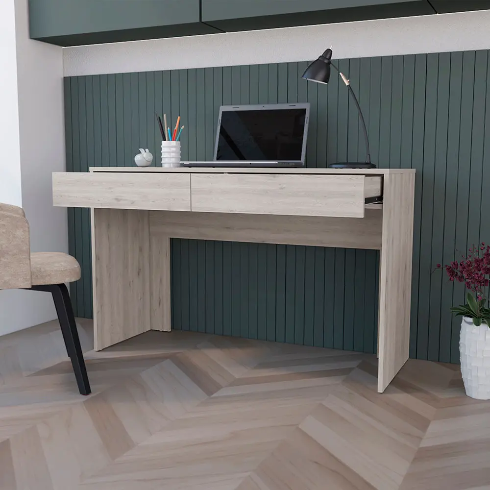 Computer Desk Aberdeen Two Drawers Light Gray Finish treevol furniture