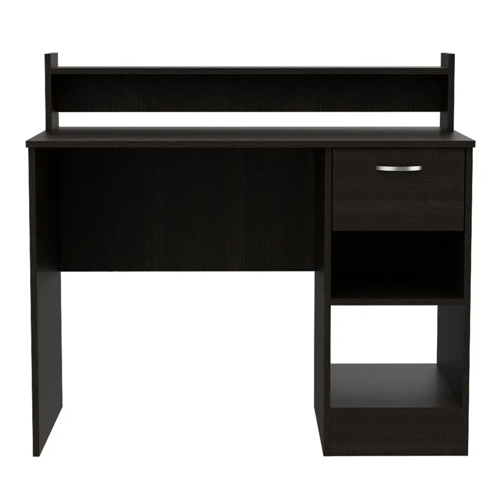 Manaos Writing Computer Desk Multiple Shelves and One Drawer Black tuhome
