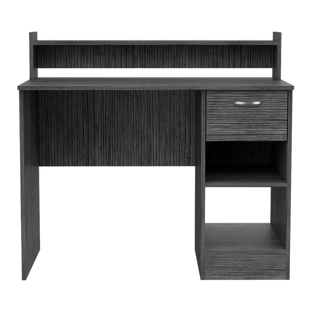 Manaos Writing Computer Desk Multiple Shelves One Drawer Grey tuhome
