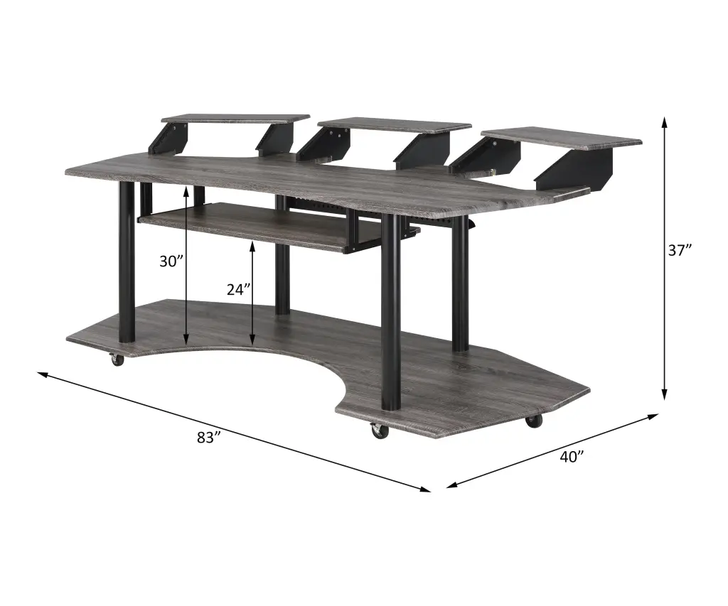 83 Inch Eleazar Black Oak Finish Music Recording Studio Desk urban nest