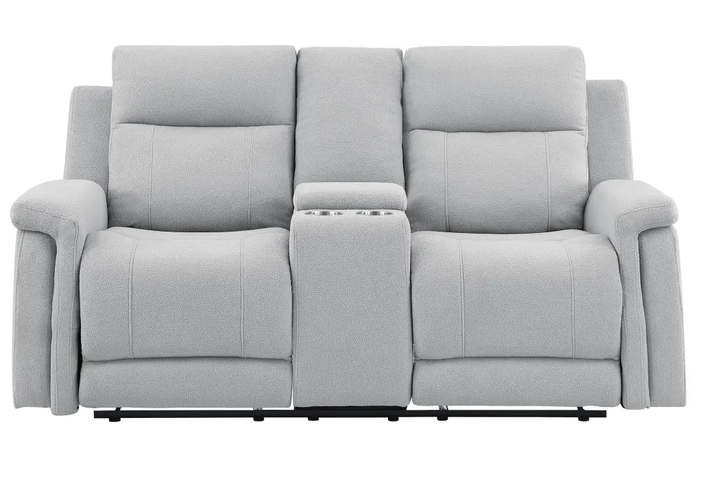 Eco Grey Console Reclining Seat Gray Fabric Upholstered Recliner luxe modern furniture