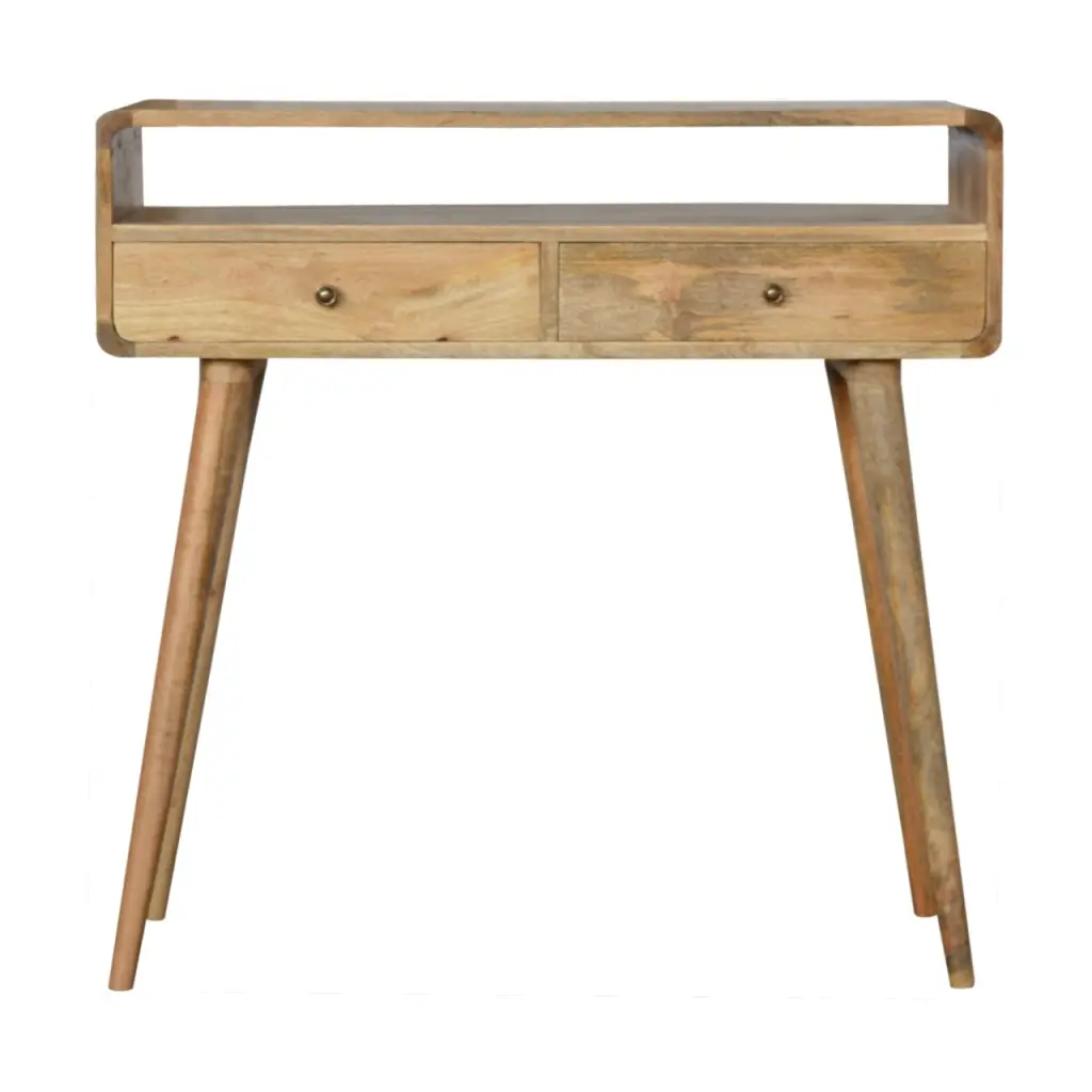 Curved Oak Ish Console Table Solid Timber Wood Entryway Table artisan furniture