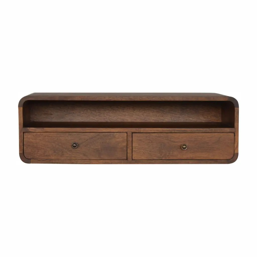 Floating Chestnut Open Console Chestnut Solid Wood artisan furniture