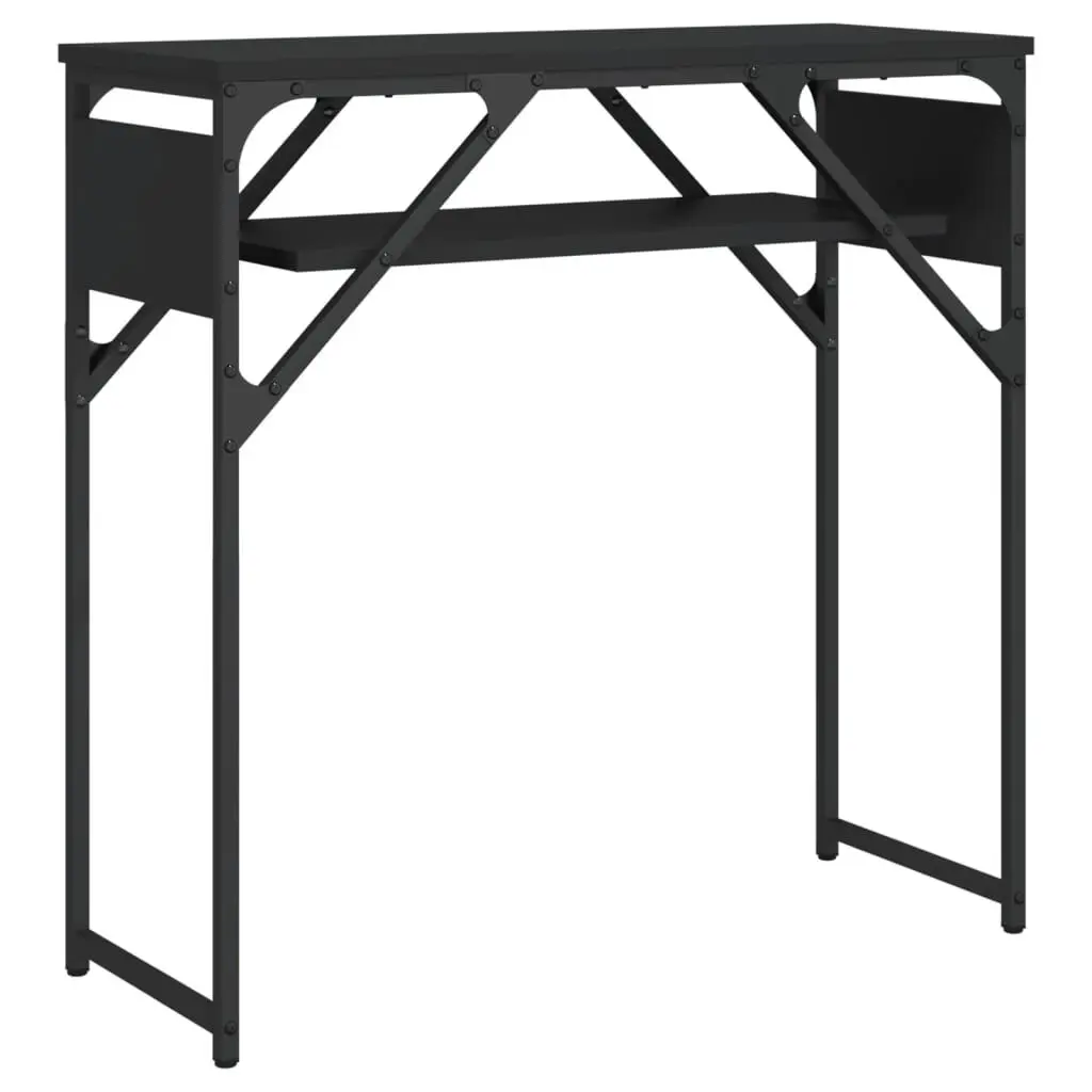 Black Engineered Wood Console Table Shelf 29.5x11.8x29.5 Inch Entryway Table