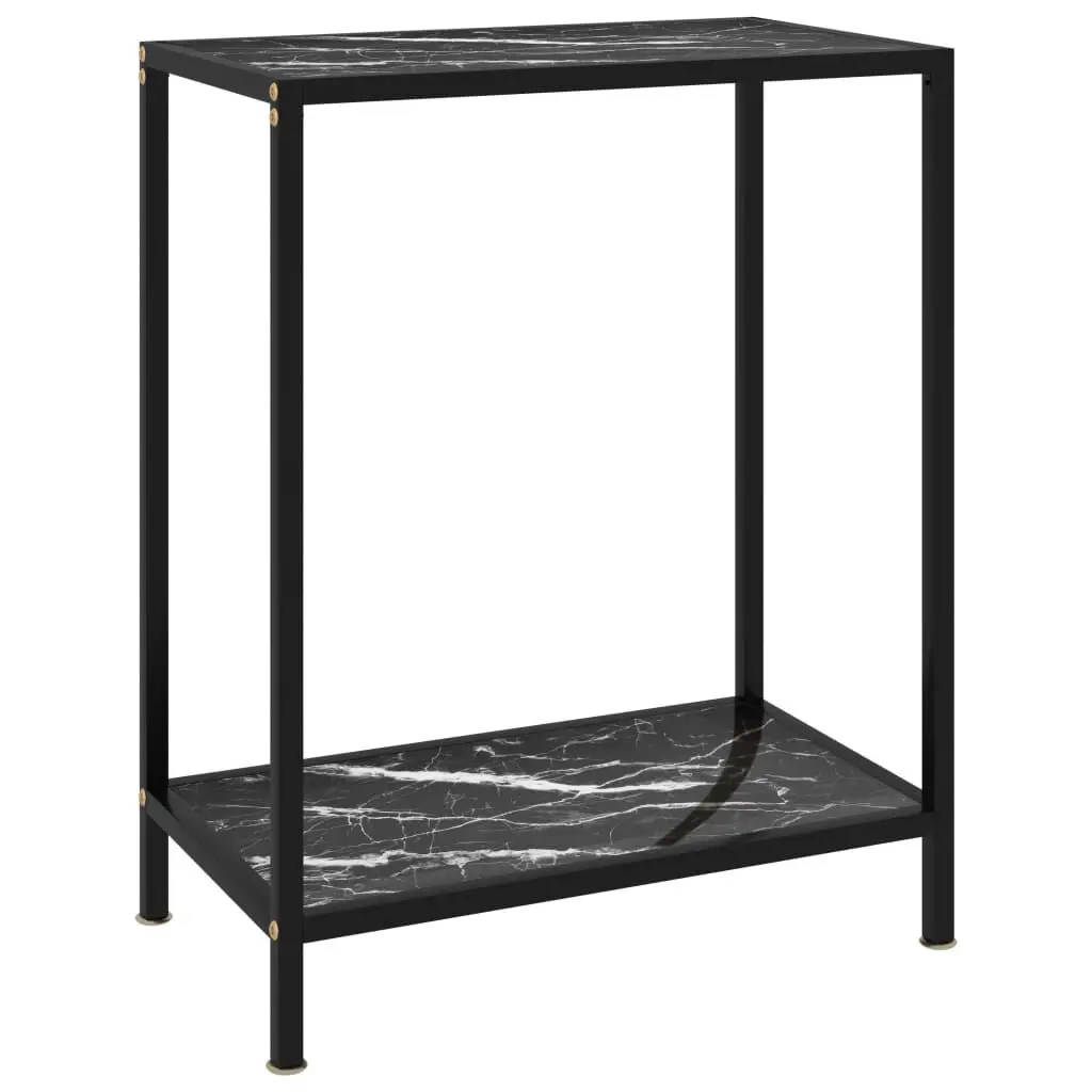 Black Tempered Glass Console Table 23.6x13.8x29.5 Inches