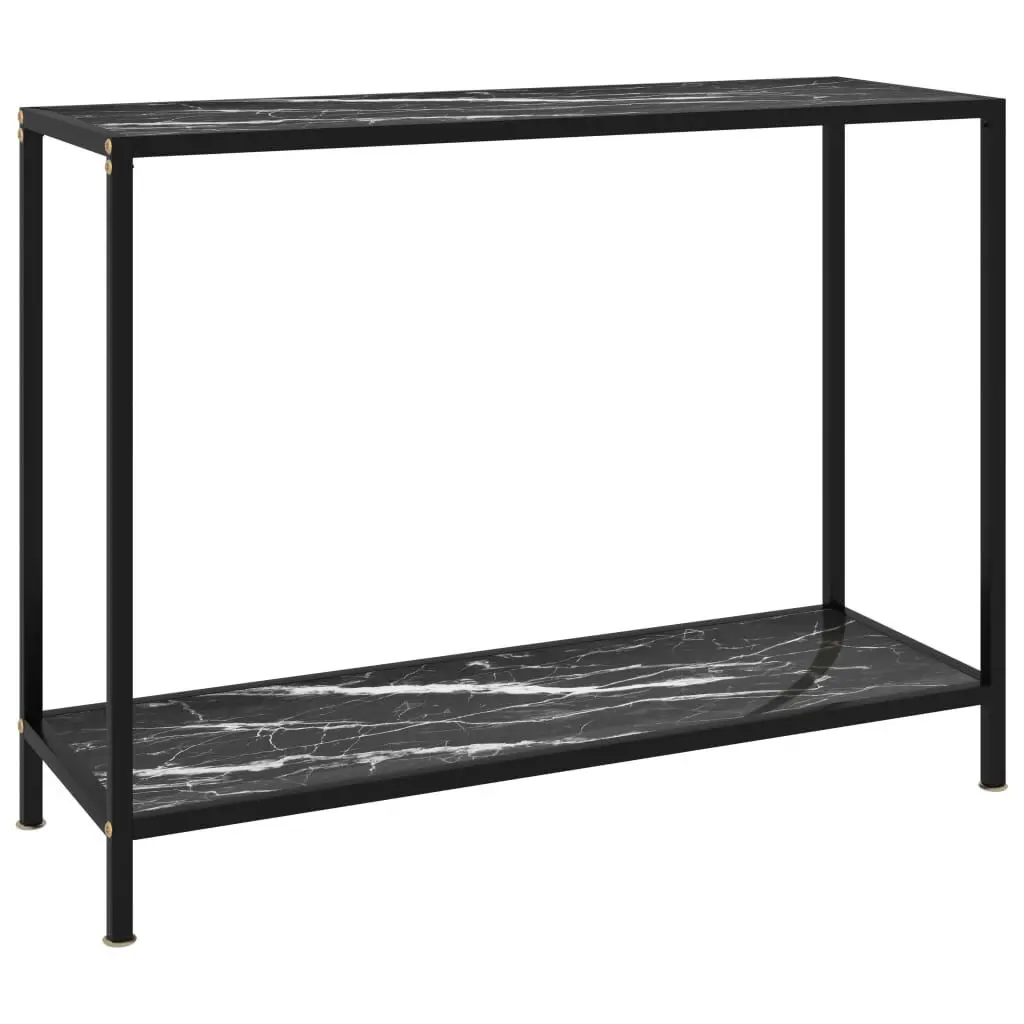 Black Tempered Glass Console Table 39.4x13.8x29.5 Inches