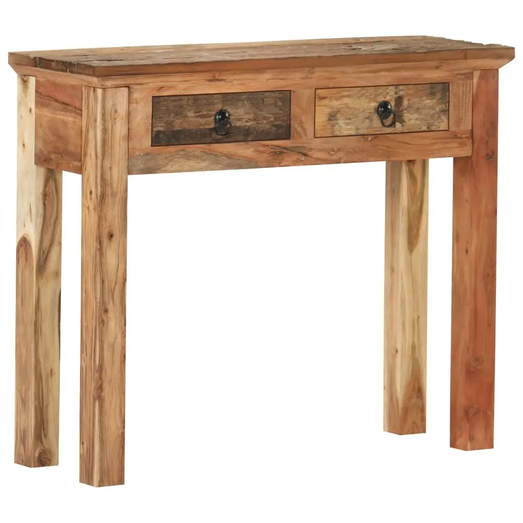 Console Table 35.6x11.8x29.5 Inches Solid Acacia Wood and Reclaimed Wood Entryway