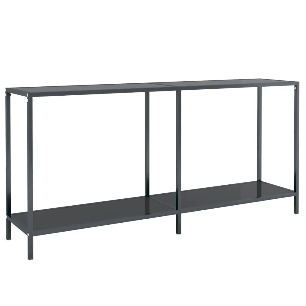 Console Table Black 63x13.8x29.7 Inches Tempered Glass Modern Entryway Furniture