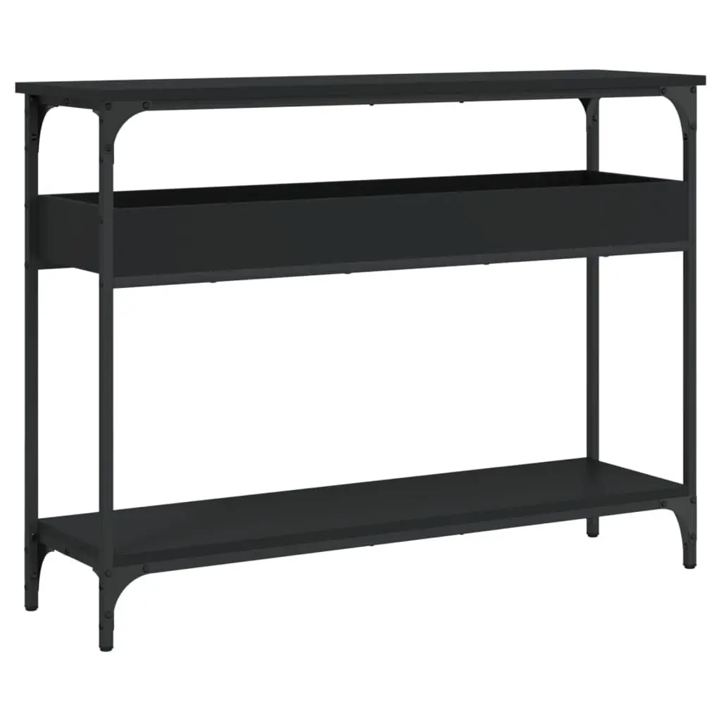 Console Table Shelf Black 39.4x11.4x29.5 Inch Engineered Wood Entryway Furniture