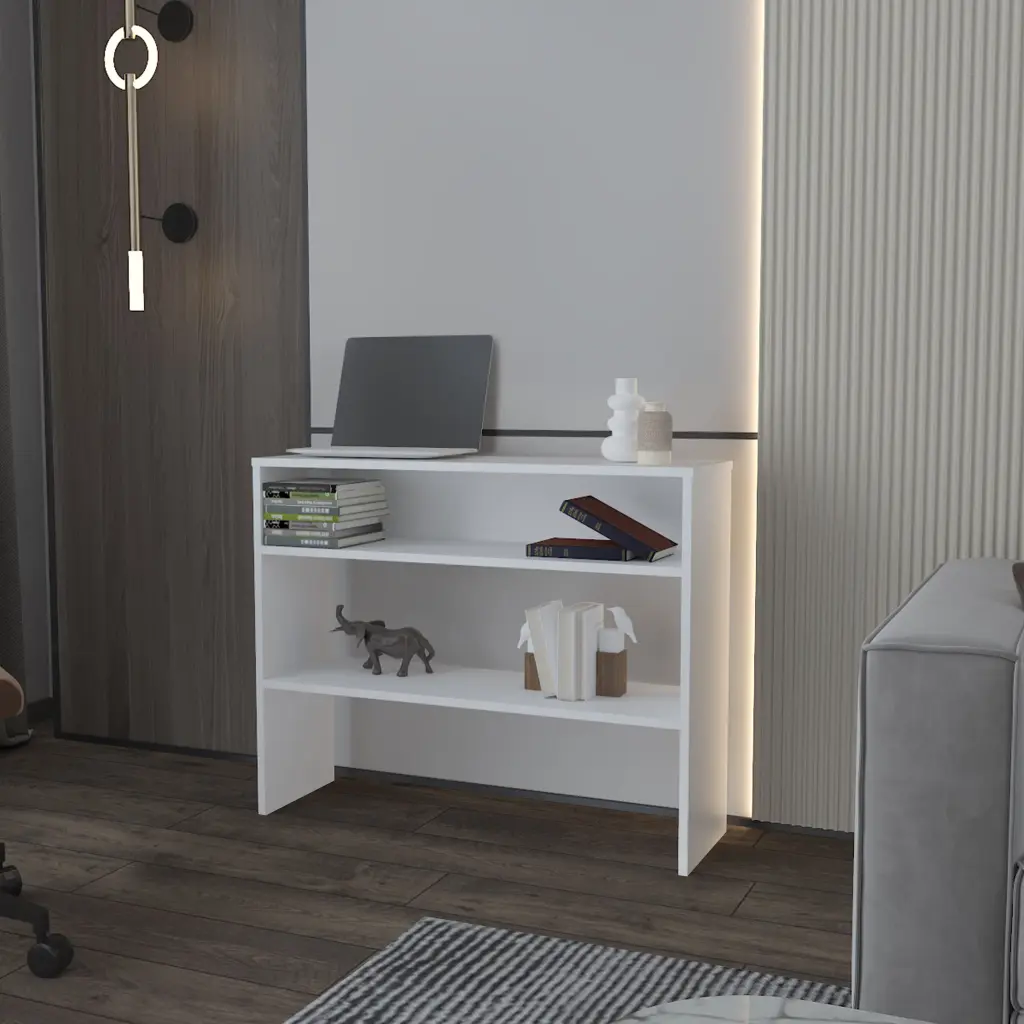 Vail Console Table Melamine Open Storage White Freestanding Entryway Table fm furniture