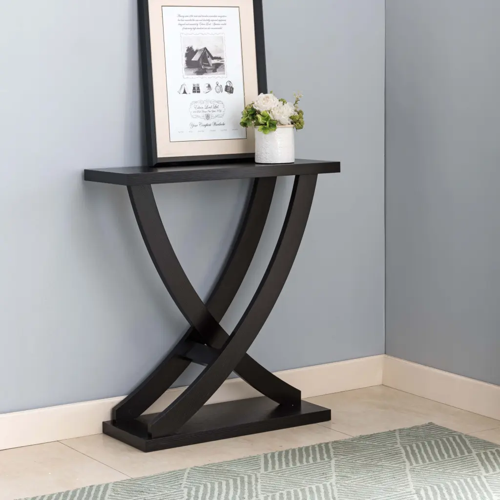 Contemporary Console Table Red Cocoa Espresso Particle Board id international- inc.
