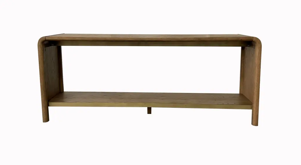 Waterfall Console Table Latte Light Brown Solid Timber MDF ihomefurnishings