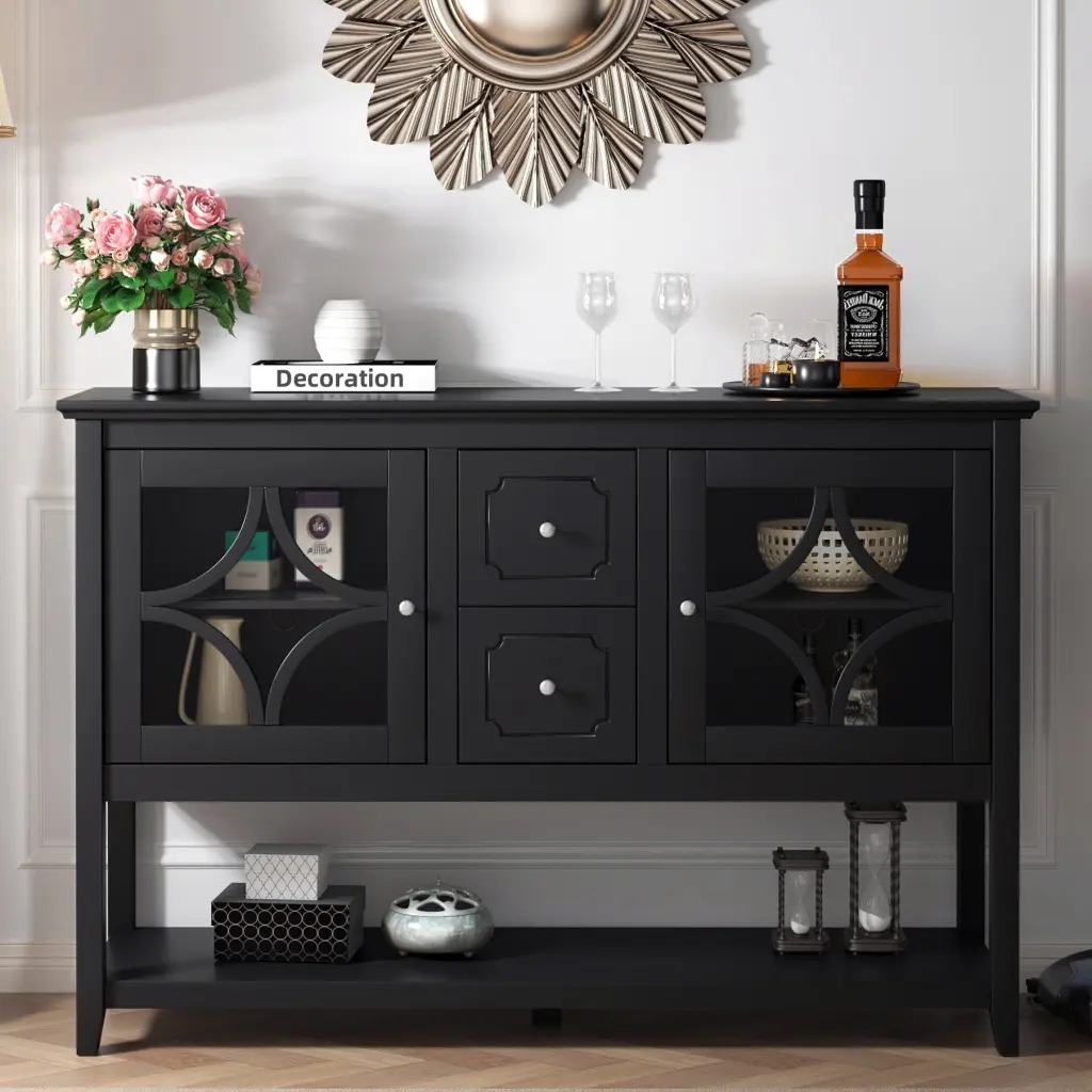 Sideboard Buffet Console Table Customizable Shelves Media Cabinet jaydenmax