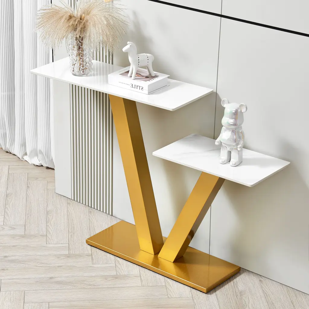47.2'' Modern Console Table Metallic Frame and Adjustable Shelves modasi