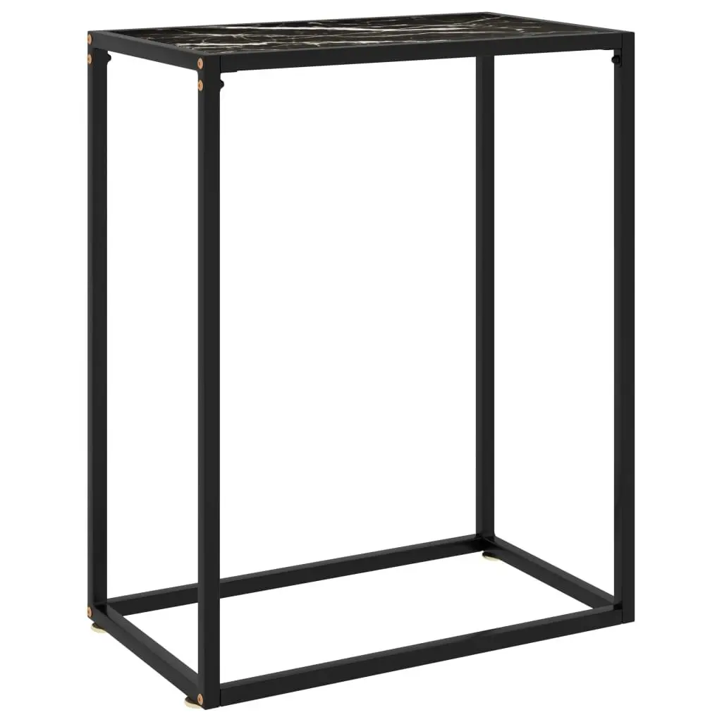 Modern Black Console Table Tempered Glass Top 23.6x13.8x29.5 Inches