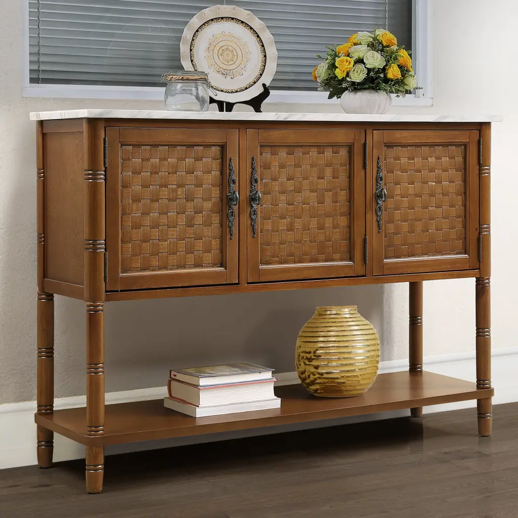 Entryway Table Artificial Stone Look E-reader 47 Inch Farmhouse Modern power growth furniture