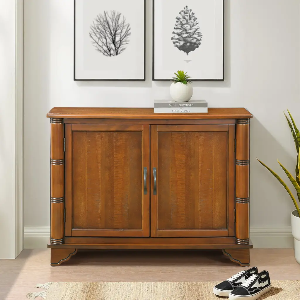 40 Inch Console Table Storage Shelf Retro Entryway Table Adjustable Legs power growth furniture