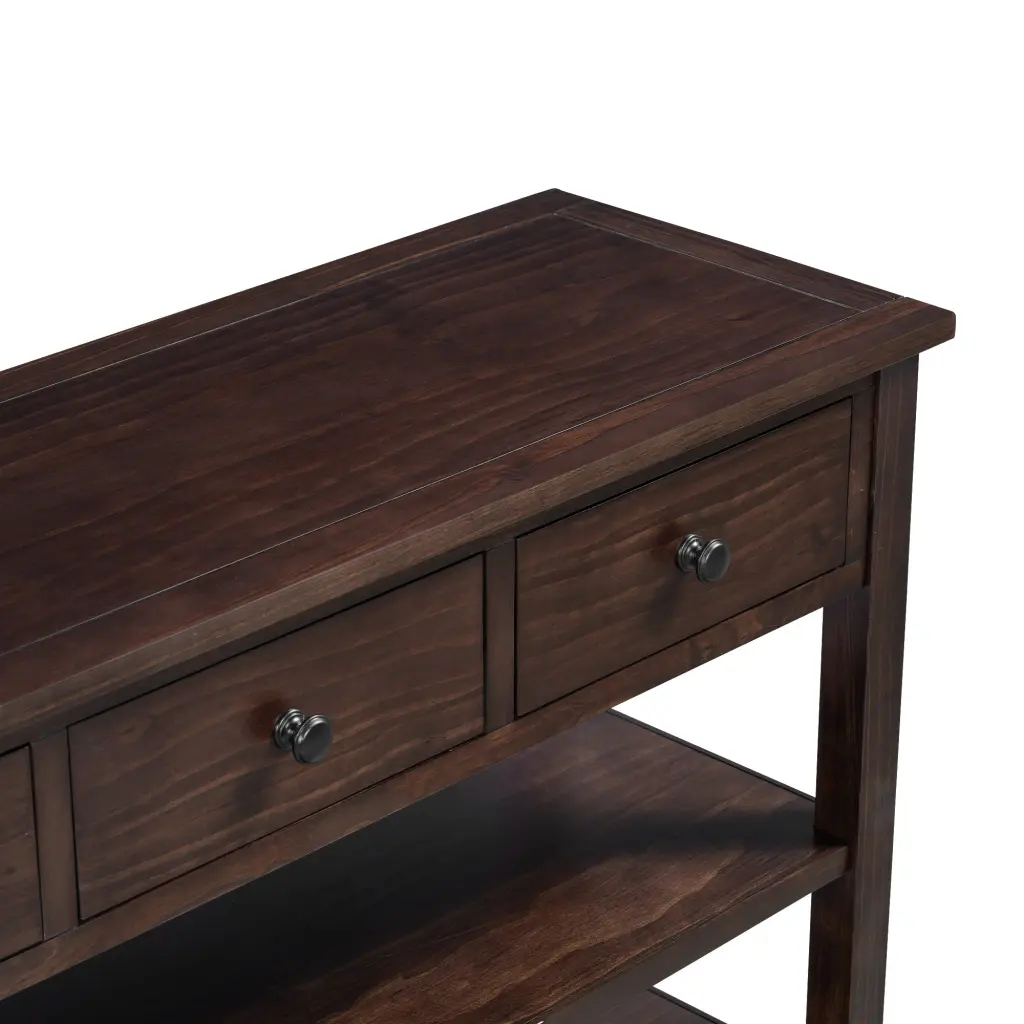 Retro Console Table Open Shelves Pine Wood Entryway Table rnb