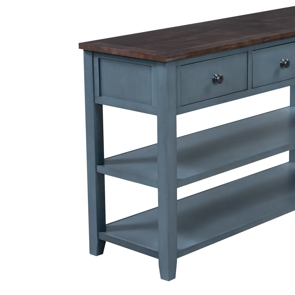 Retro Design Console Table Two Open Shelves Pine Solid Timber Frame Entryway Furniture rnb