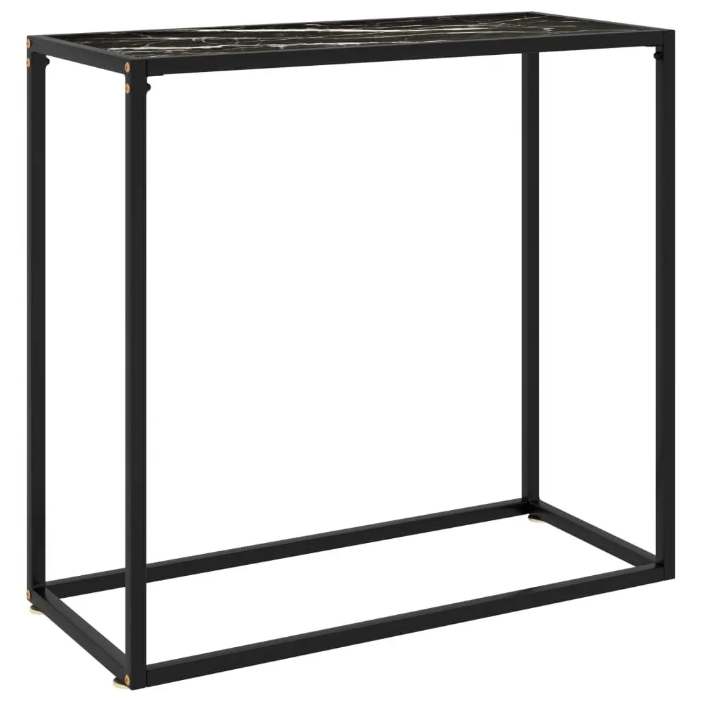 Sleek Black Console Table Tempered Glass Top 31.5x13.8x29.5 Inches