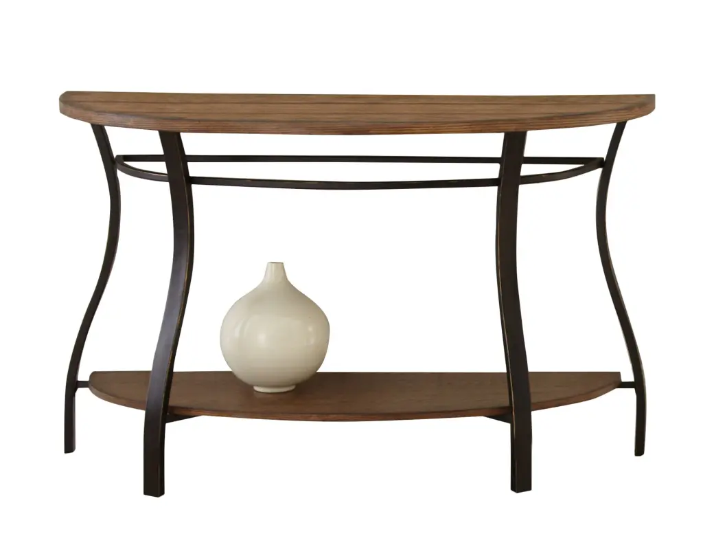 Modern Curves Sofa Table Barn Board Look Wood Top Oak Finish steve silver furniture