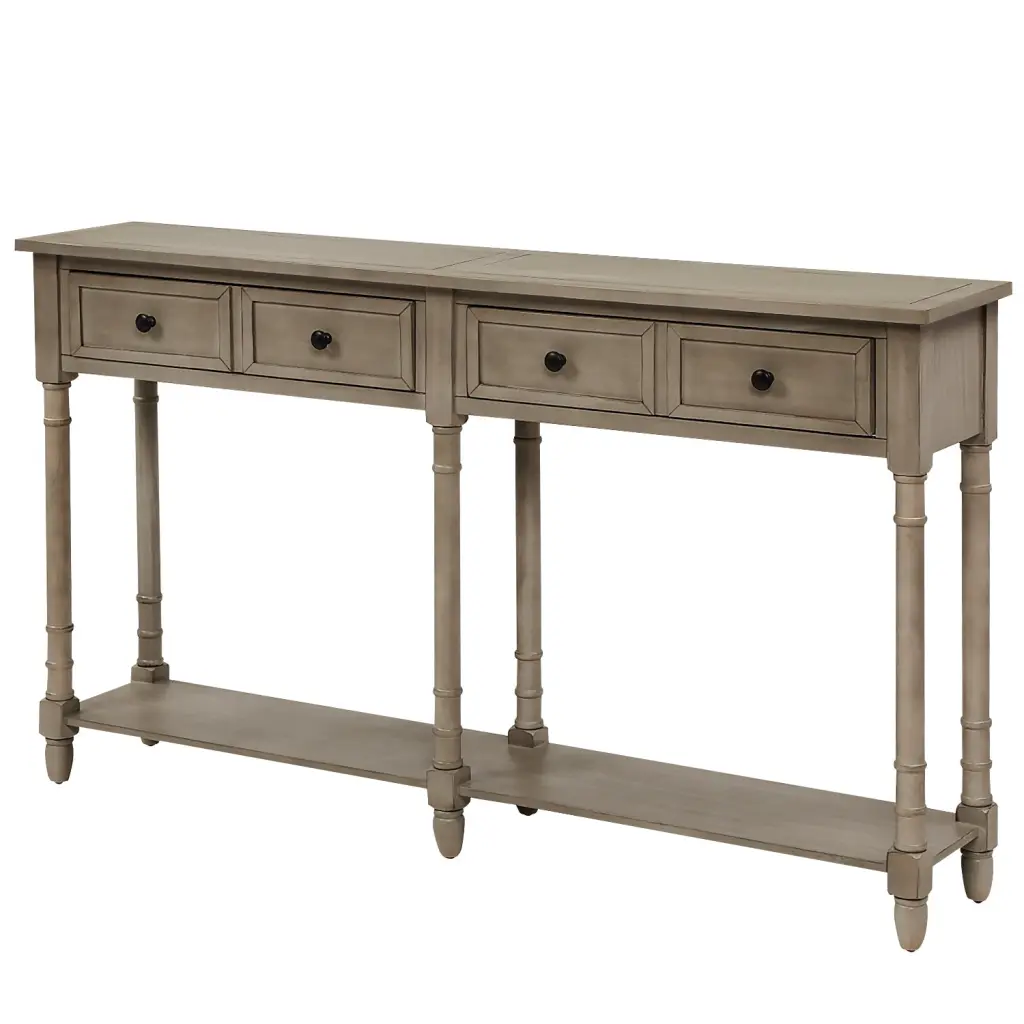 Console Table Sofa Table Easy Assembly Two Storage Drawers Brown trexm