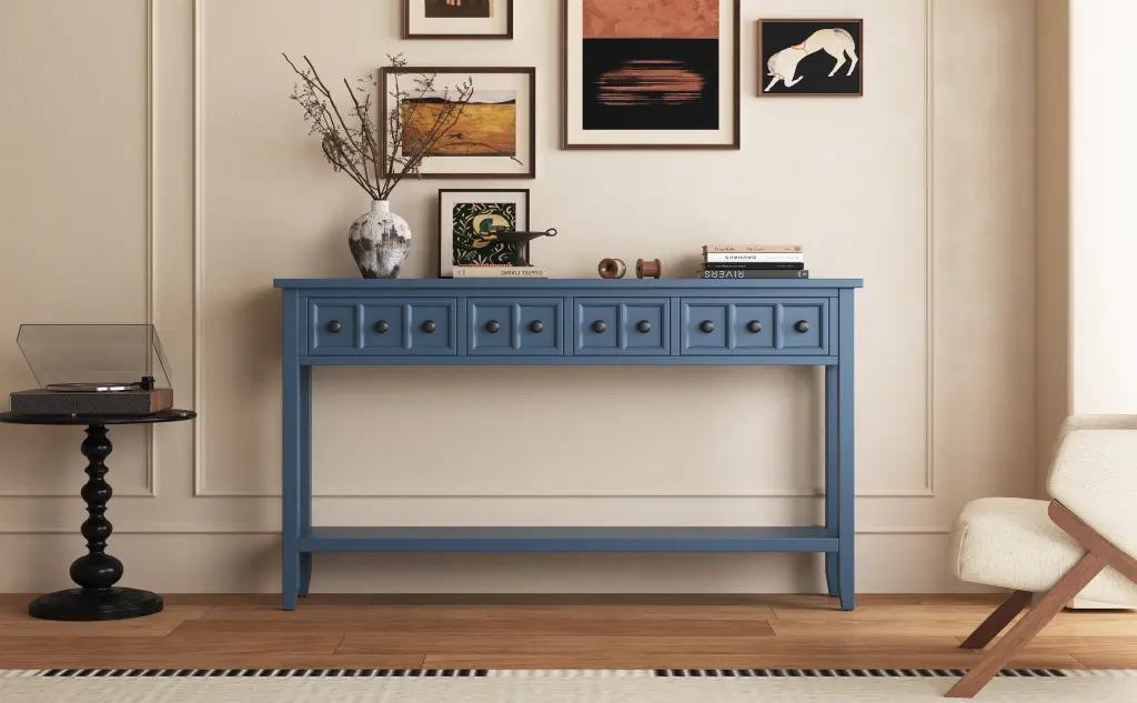 60 Inch Rustic Entryway Console Table Sofa Table Two Different Storage Styles trexm