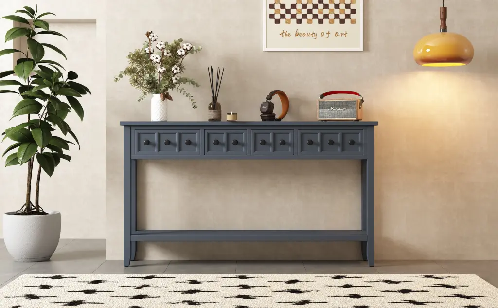 Rustic Entryway Console Table 60 Long Sofa Table Two Different Shelves trexm