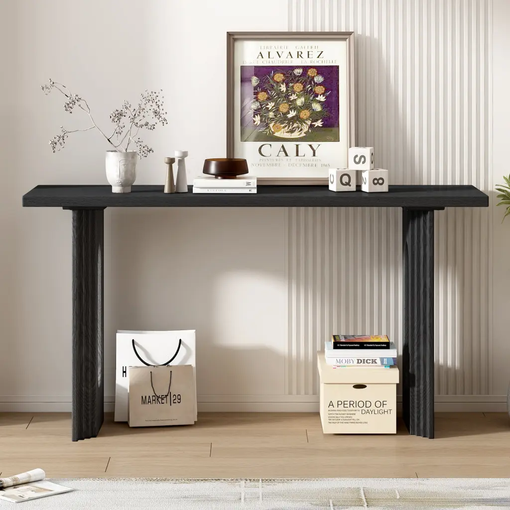 Uniquely Designed Solid Fraxinus Mandschuric Console Table u_style