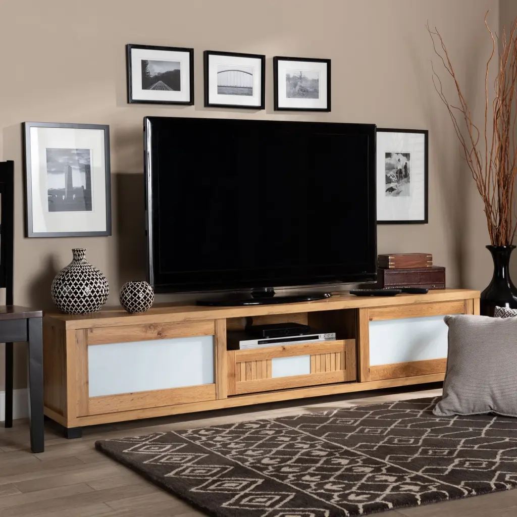 Baxton Studio Gerhardine Modern Oak Brown Finished Wood 1-Drawer TV Stand Living Room