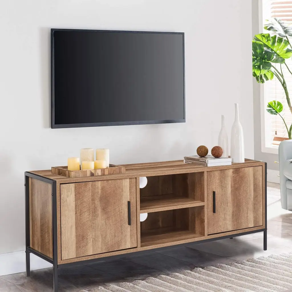 HElectQRIN 48 Inch TV Console Table Storage Cabinet 55 Inch TVs