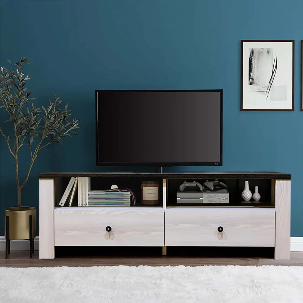 55 Inch TV Stand Console Entertainment Center Two Drawers and Storage Compartments Urbanien