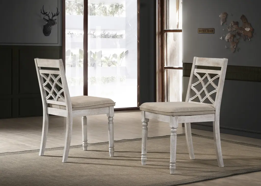 Havanna Set 2 Off White 19-inch Wide Contemporary Chairs Cushions lilola home