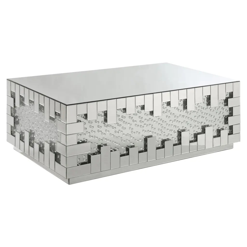 ACME Nysa Rectangular Coffee Table Mirrored Finish Modern Design Acme Furniture