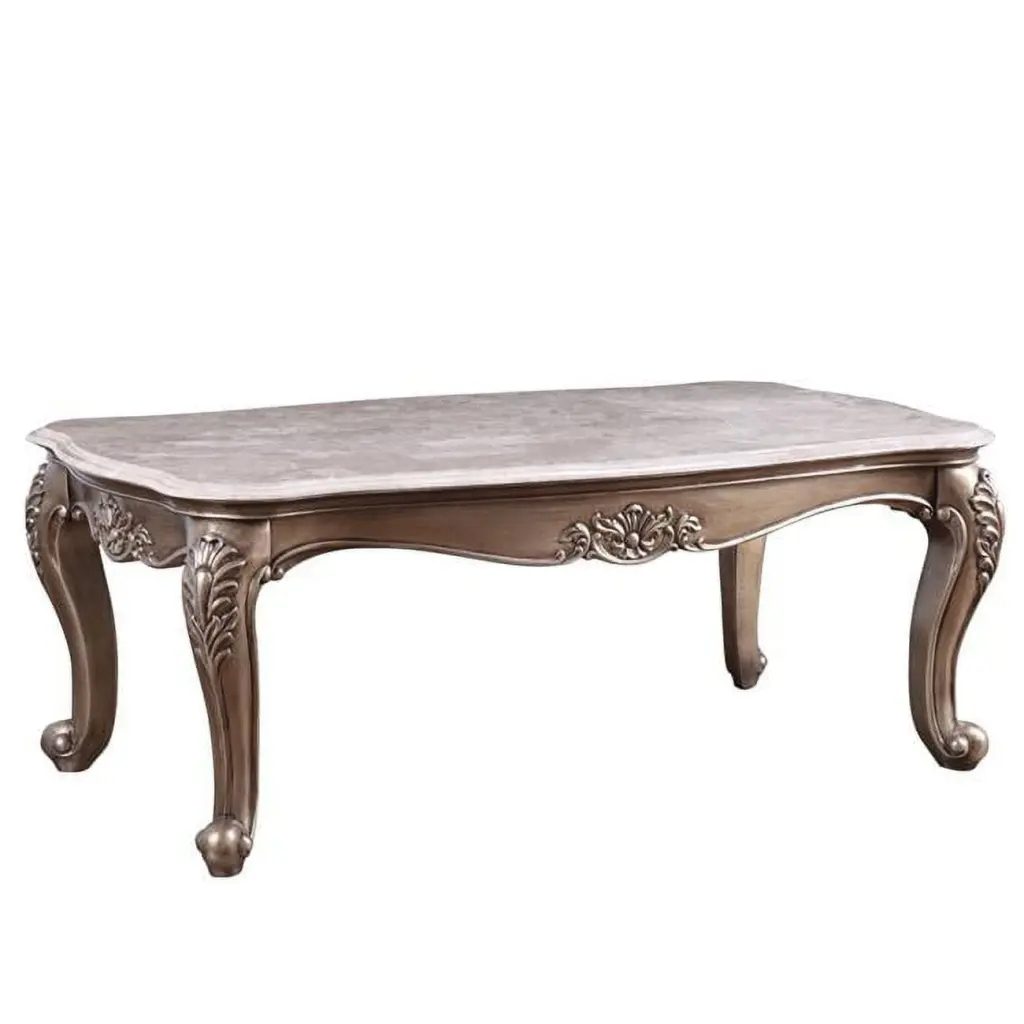 20 x 52 x 32 Brown Champagne Marble Faux Marble Rectangular Coffee Table Fancy Fixtures