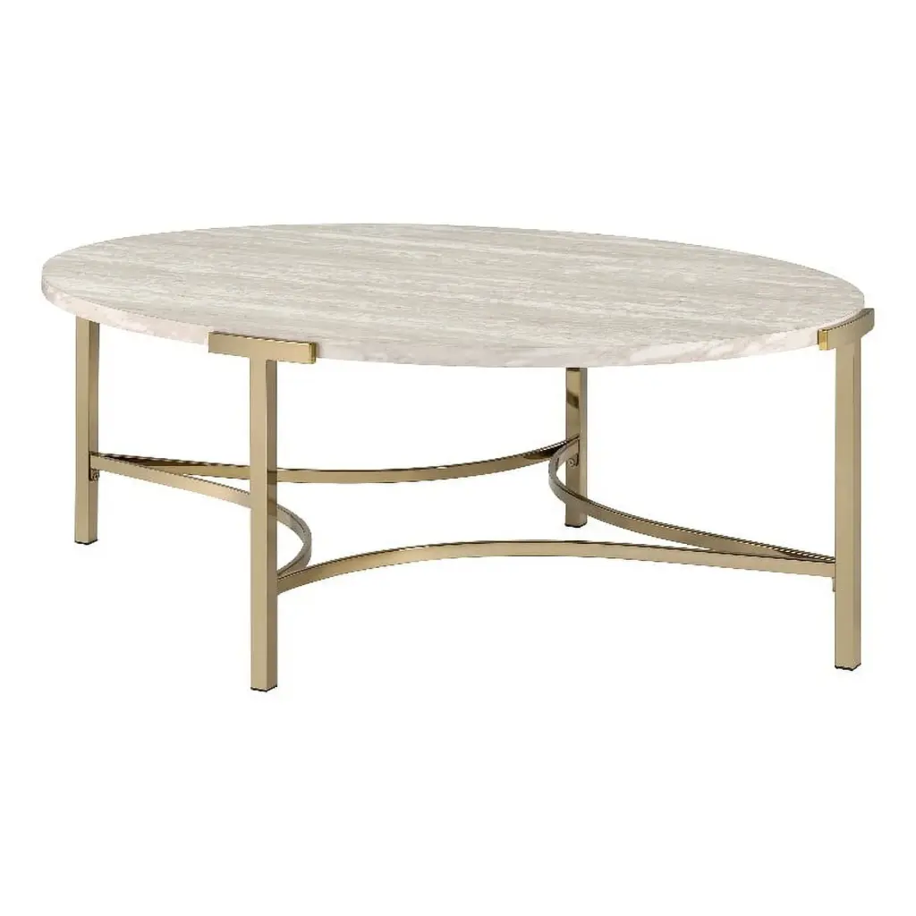 Furniture America Vasket Contemporary Metal Coffee Table Gold Champagne