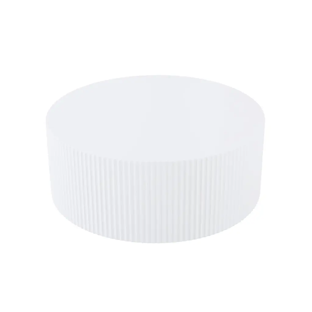 Homiyad Contemporary Round Coffee Table Handcrafted Relief 35.43 Inch White
