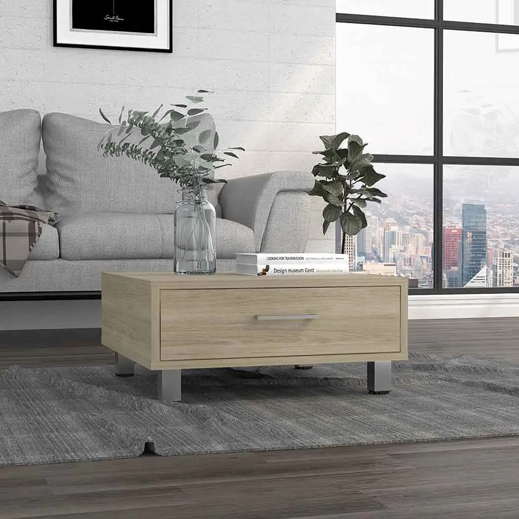 Staten Coffee Table Four Legs and One Drawer Light Pine Beige Particle Board rta mubles colombia