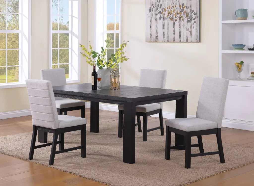 5 Pc Contemporary Dining Set 18 Inch Leaf Extendable Formal Table Rectangular Dining Room Furniture kanepe