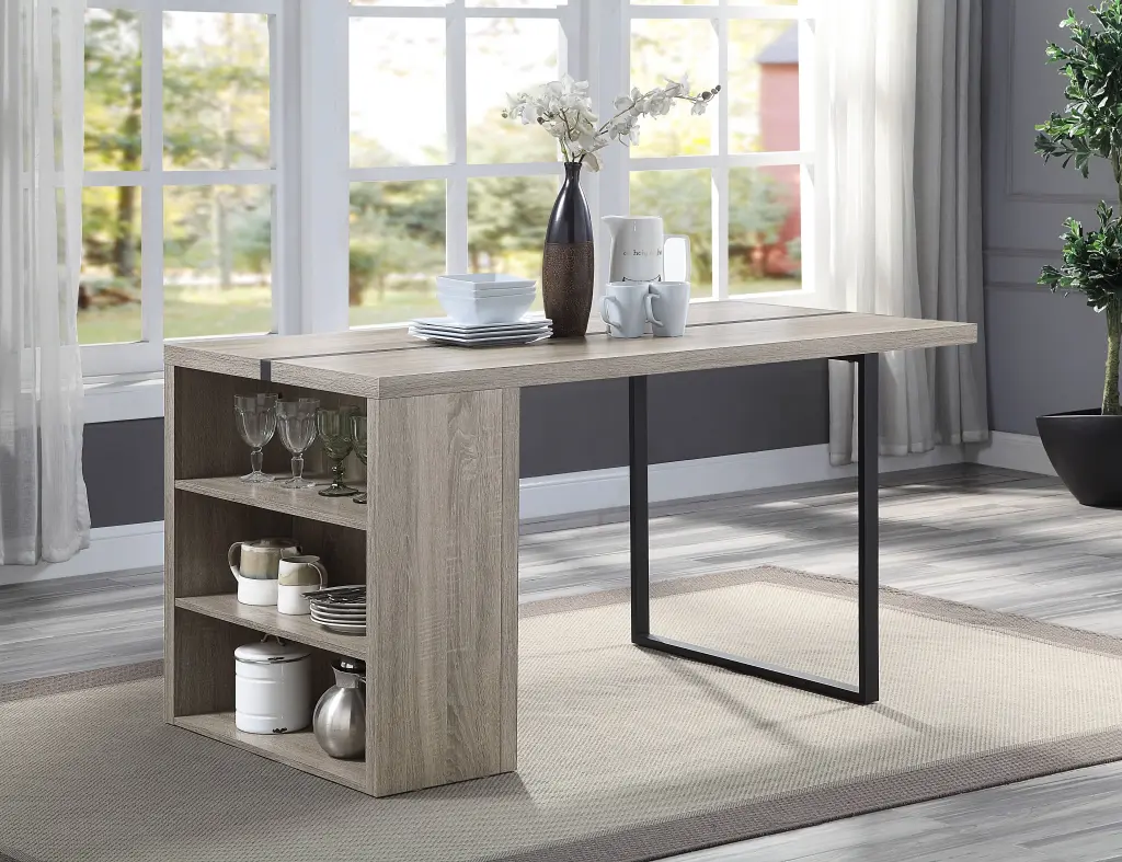 Grey Oak And Black 2 Shelf Dining Table Grey Black Dining Room Contemporary Furniture furniture max
