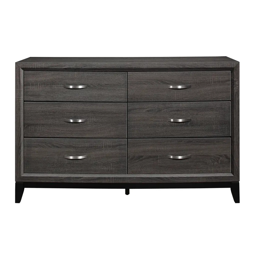 Contemporary Design 1Pc 6 Drawers Dresser Gray Finish Sleek Hardware Bedroom Storage kanepe
