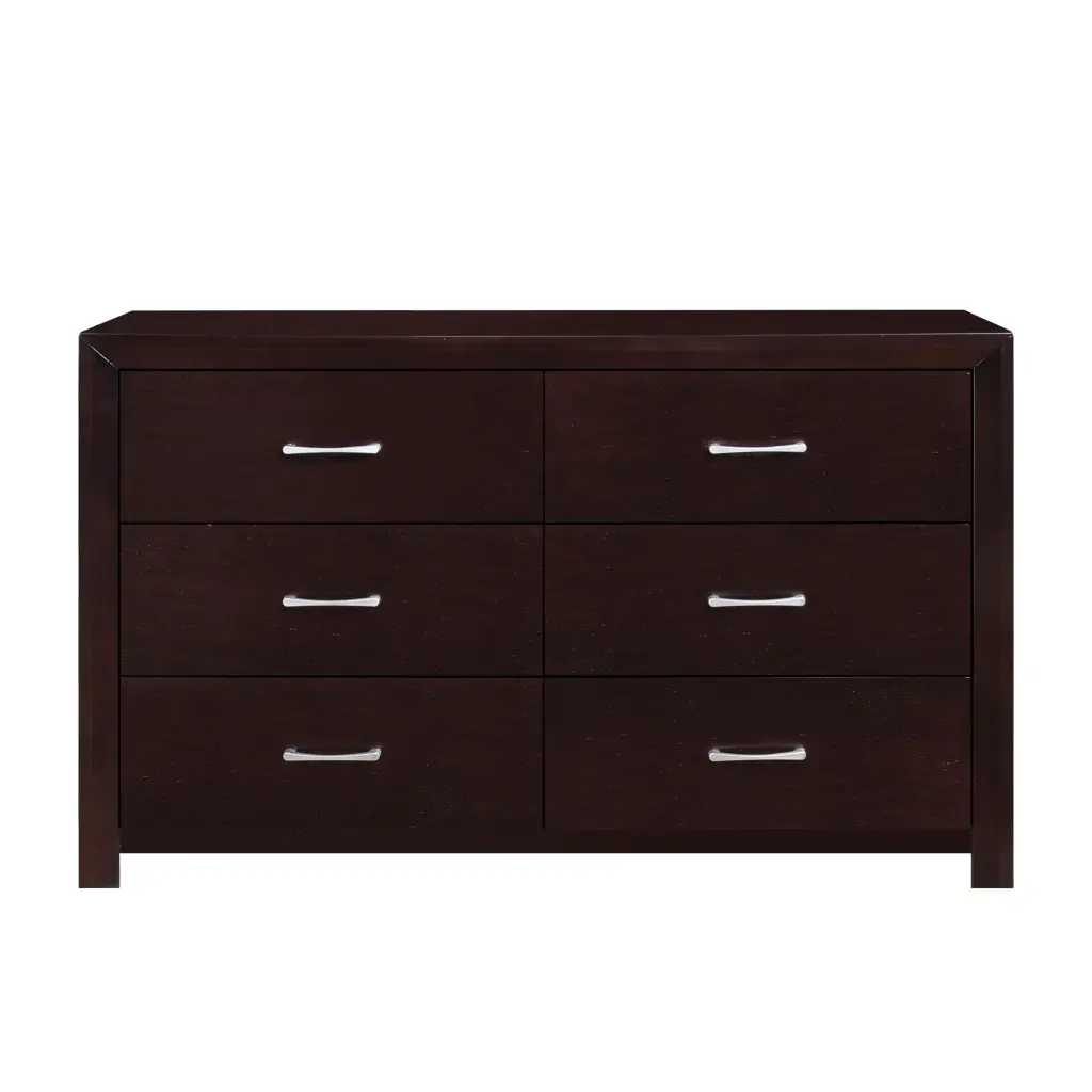 Espresso Finish 1Pc Dresser 6 Drawers Silver Tone Bar Pulls Contemporary Bedroom Furniture kanepe