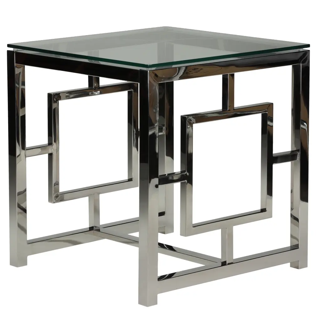Cortesi Home Kamdyn Square Contemporary End Table. Metal & Glass